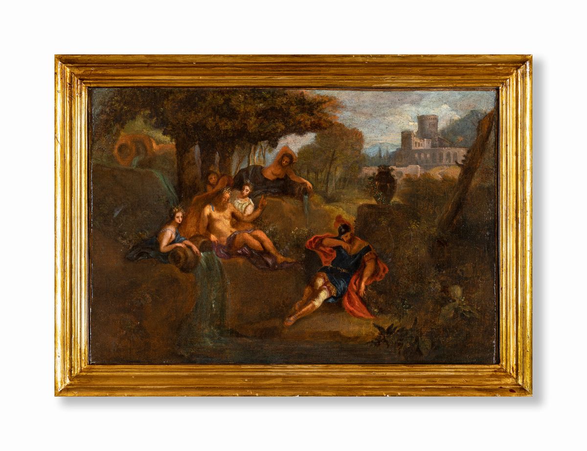 Nicolas Poussin (cerchia) - A) il Dio Fluviale Tiberino Appare in Sogno Ad Enea B) Ritrovamento d...