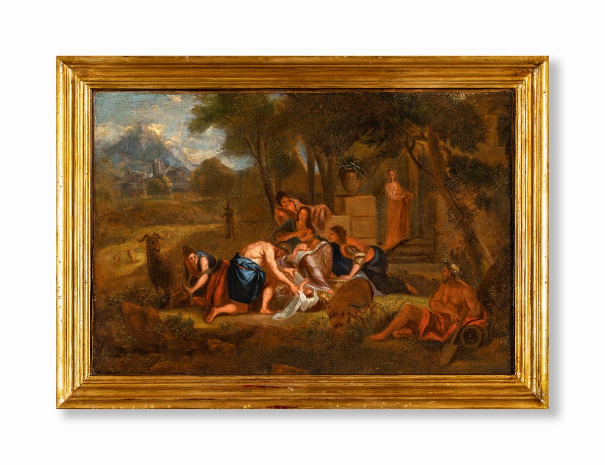 Nicolas Poussin (cerchia) - A) il Dio Fluviale Tiberino Appare in Sogno Ad Enea B) Ritrovamento d...