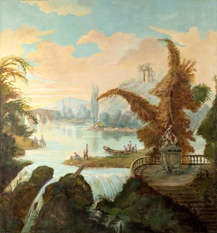 Scuola Italiana, Fine XIX/inizio XX Secolo - Paesaggio Fantastico con Architetture Classiche