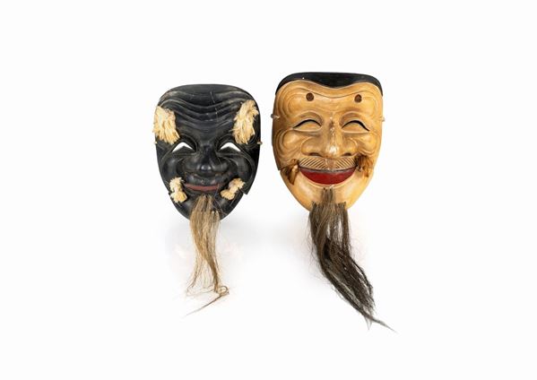 Due maschere tradizionali del teatro Noh, Giappone XX secolo
