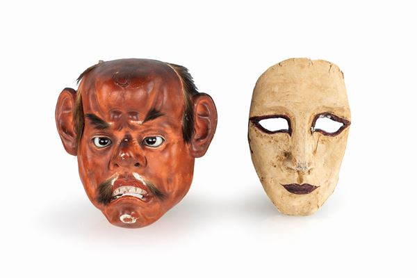 Due maschere diverse, Giappone XX secolo  - Asta Arte Orientale - Casa d'Aste Arcadia