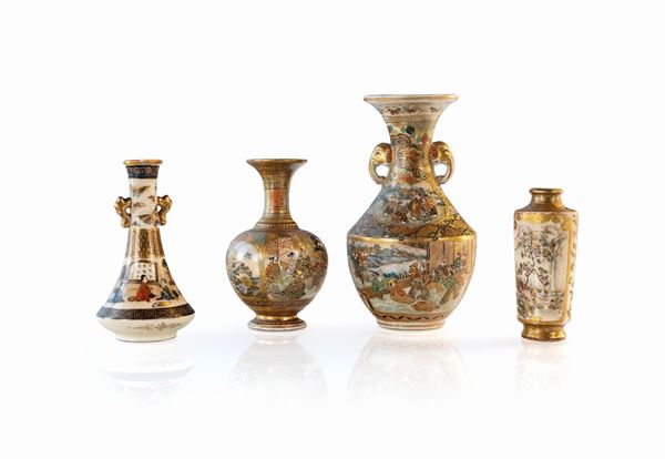 Quattro vasetti in miniatura in porcellana, Satzuma, Giappone  - Asta Arte Orientale - Casa d'Aste Arcadia