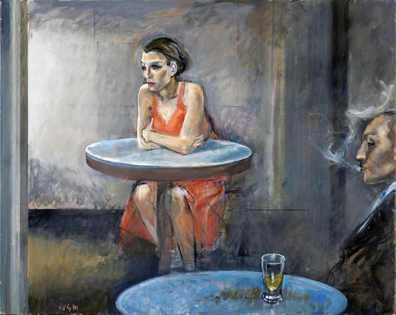 Alberto Sughi - Ragazza al Bar
