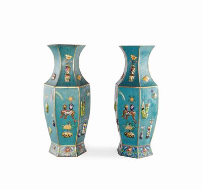 Coppia di Vasi in Metallo Cloisonné, Cina, XIX Secolo