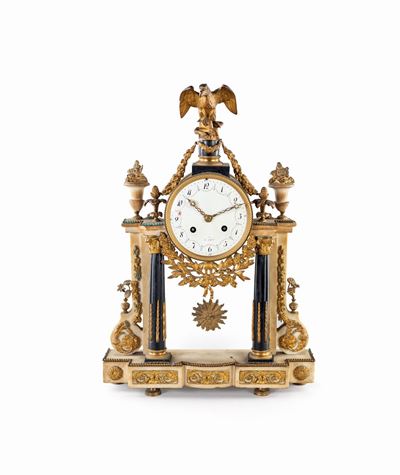 Orologio da Camino in Marmo Bianco, Francia, XIX Secolo