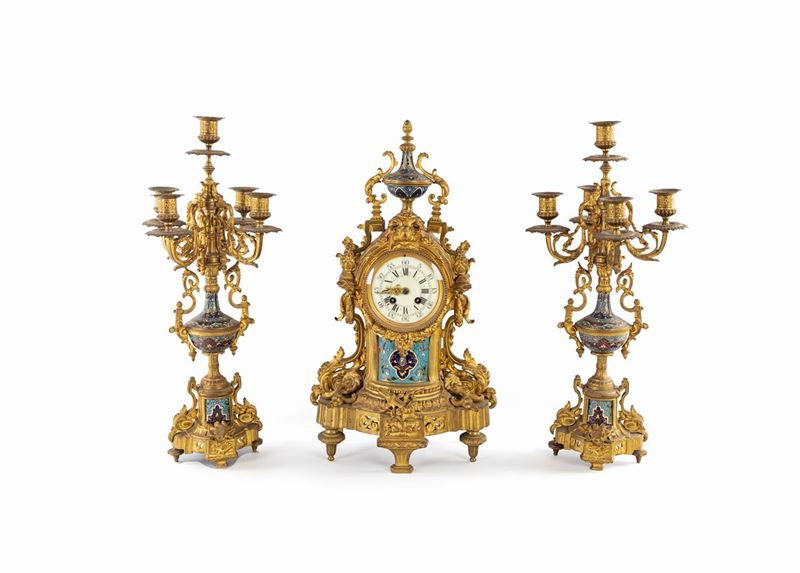 Trittico in Bronzo Dorato e Smalti Cloisonné, XIX Secolo