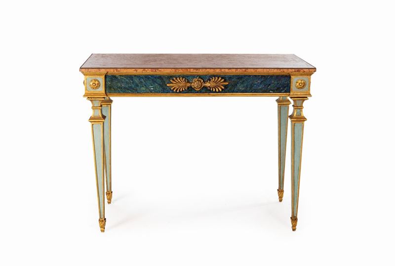 Console in Legno Laccato Verde, Fine del XIX Secolo
