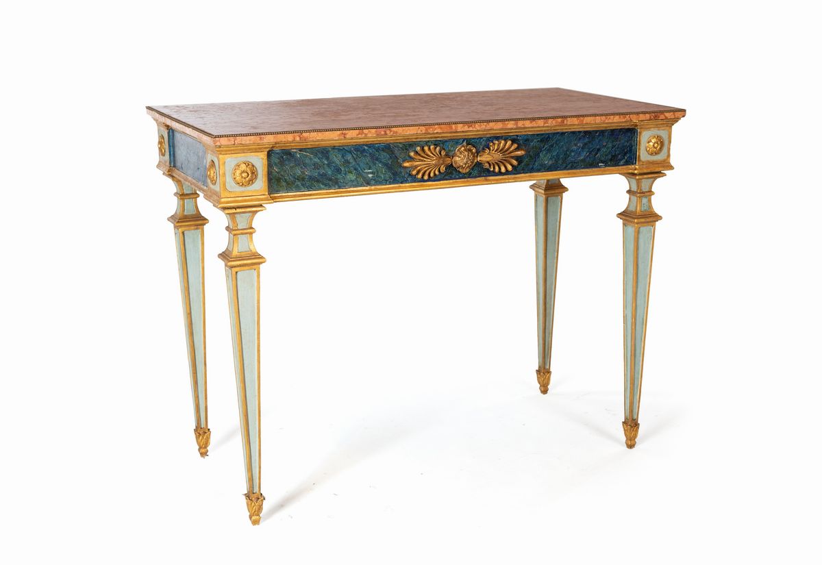 Console in Legno Laccato Verde, Fine del XIX Secolo
