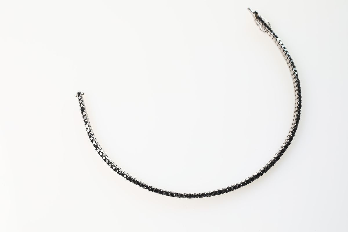 Bracciale Tennis con Diamanti Neri