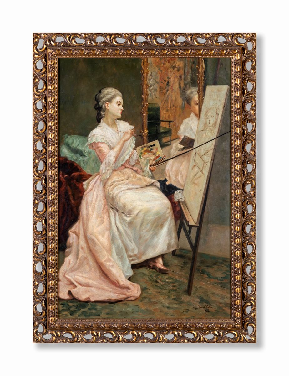 Pittore del XIX Secolo - Autoritratto di Pittrice