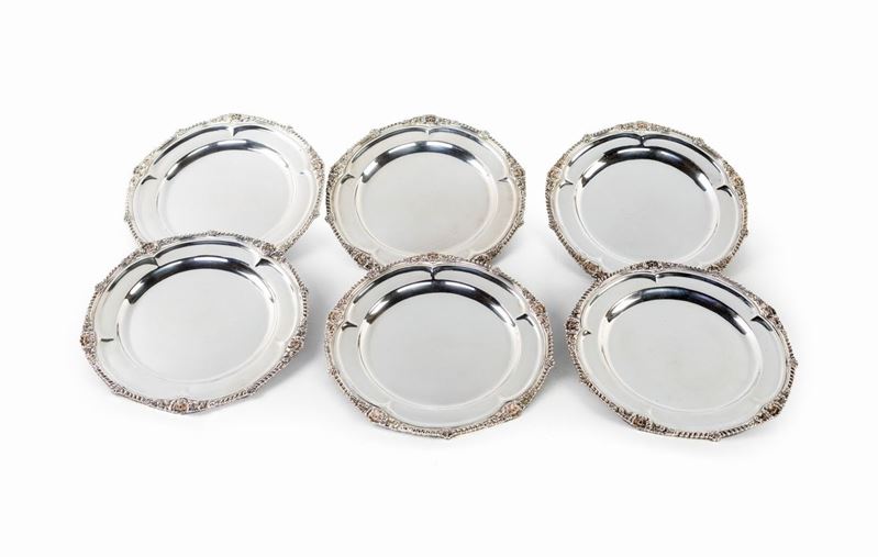 Sei Piatti in Argento, Londra 1810, Epoca Giorgio III