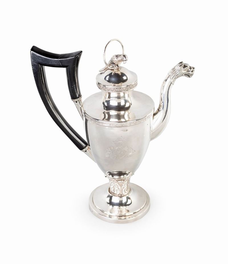 Grande Caffettiera in Argento, Francoforte 1820 Ca.
