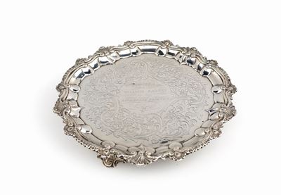 Salver in Argento, Londra 1846, Argentiere John Weston