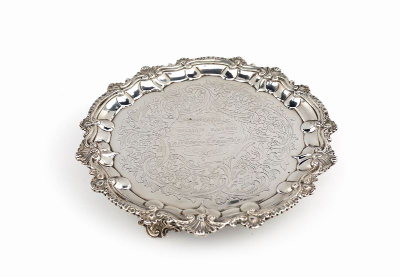 Salver in Argento, Londra 1846, Argentiere John Weston