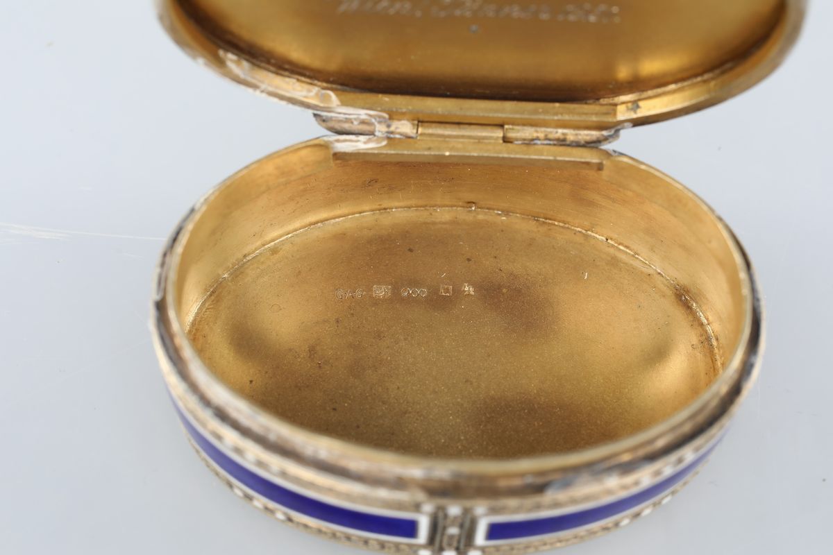 Tabacchiera in Argento e Smalto Blu, Vienna, Epoca Liberty