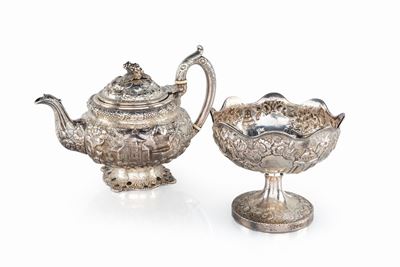 Teiera e Coppa in Argento Sterling, Stati Uniti, Baltimora, Samuel Kirk & Son (1861 - 1868)