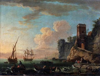 Marina con Torre Velieri e Pescatori