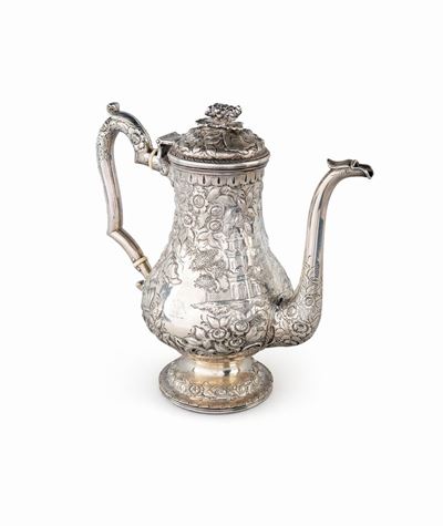 Grande Caffettiera in Argento Sterling, Stati Uniti, Baltimora, Samuel Kirk (1828 - 1846)
