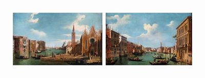 A) Veduta di Venezia con il Canal Grande Verso Nord-ovest, da Palazzo Vendramin-calergi B) Veduta...