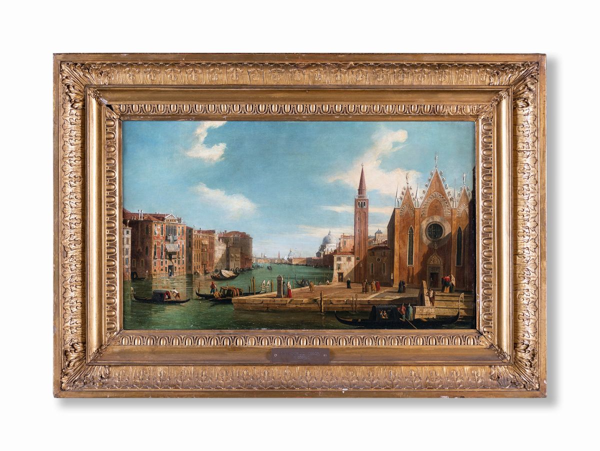 Pittore del XVIII Secolo - A) Veduta di Venezia con il Canal Grande Verso Nord-ovest, da Palazzo ...