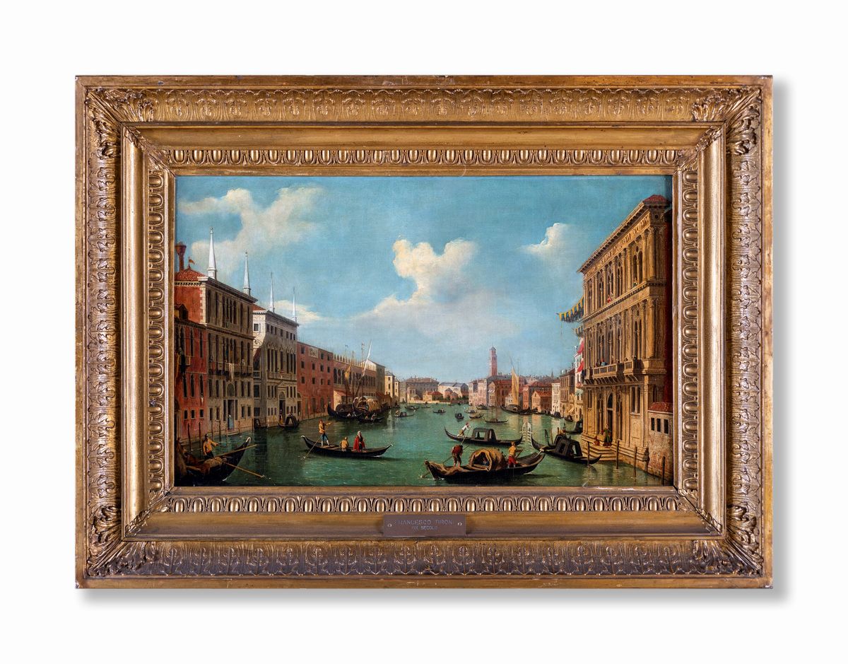 Pittore del XVIII Secolo - A) Veduta di Venezia con il Canal Grande Verso Nord-ovest, da Palazzo ...
