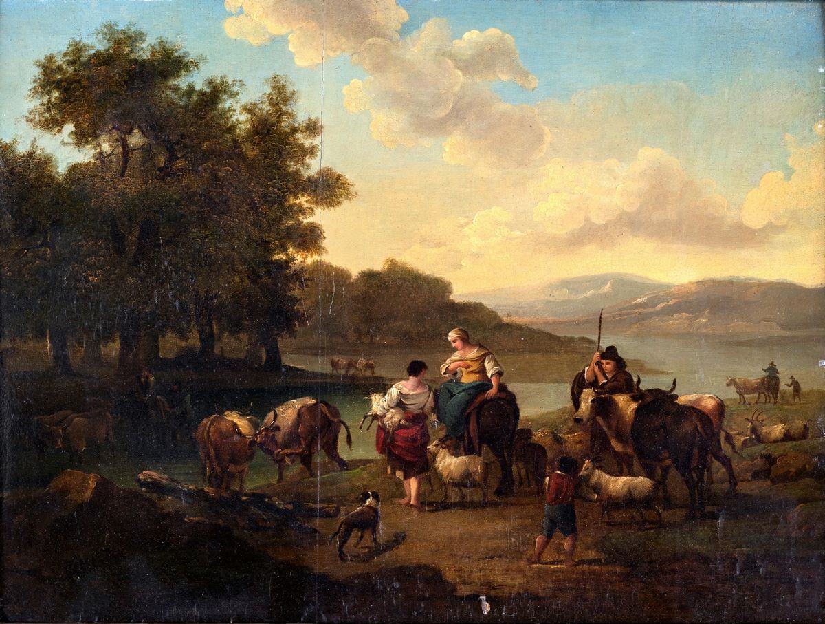 Francesco Zuccarelli ( Cerchia ) - A) Paesaggio Bucolico con Figure e Armenti B) Paesaggio Fluvia...