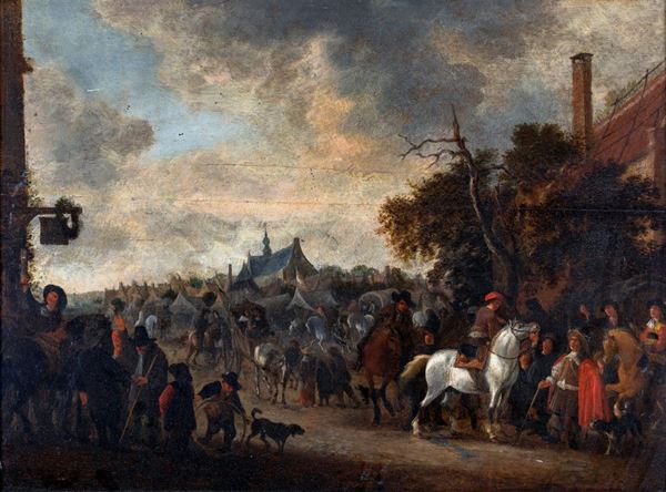Hendrick De Meyer I - Paesaggio con figure e cavalieri