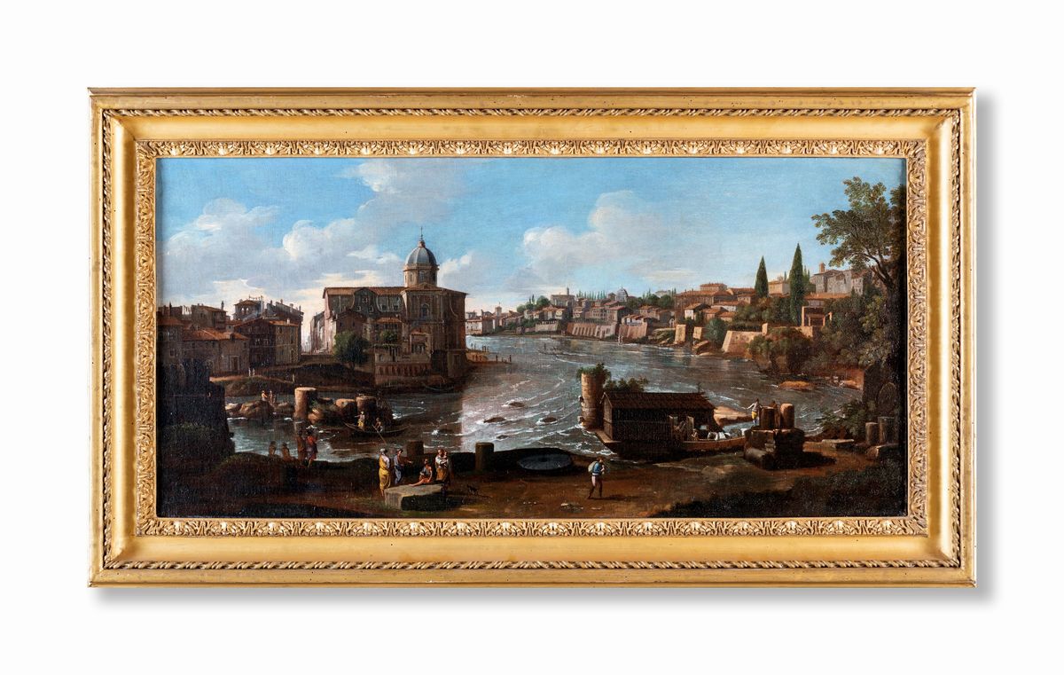 Gaspar Van Wittel - A) Veduta del Tevere All'altezza della Mola dei Fiorentini B) Veduta del Teve...