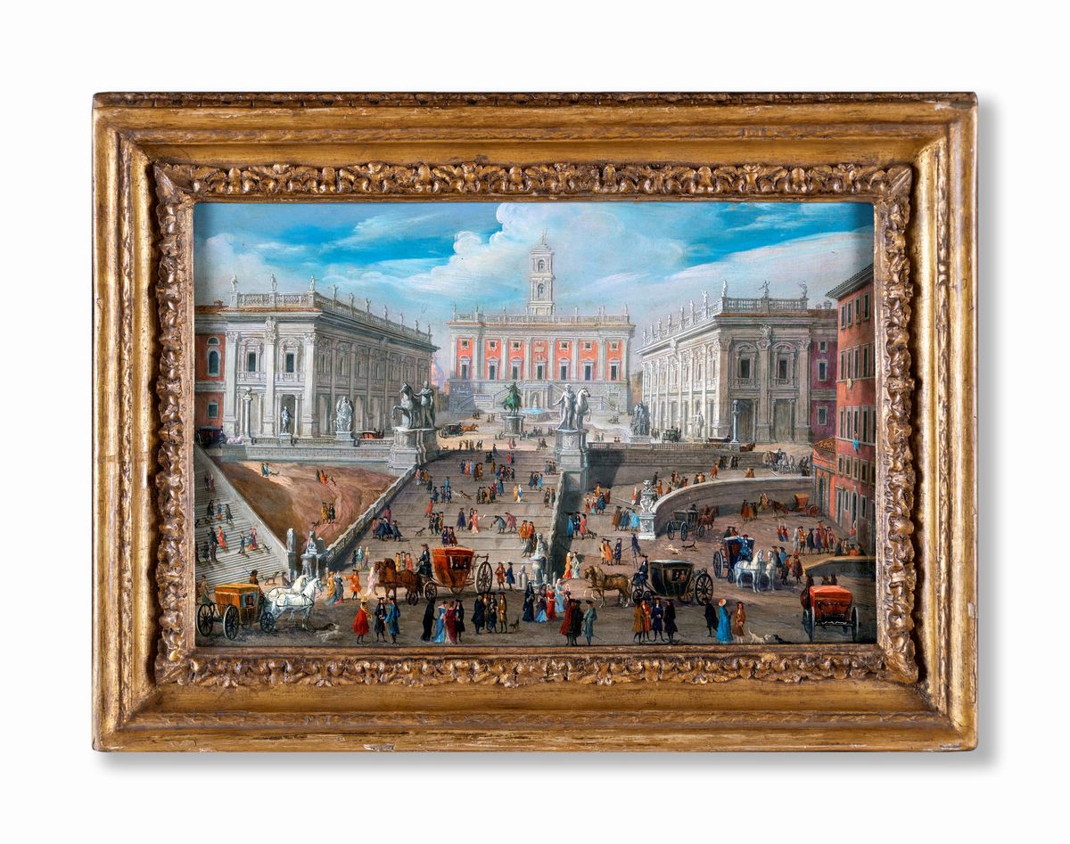 Scuola Romana del XIX Secolo - Veduta della Piazza del Campidoglio