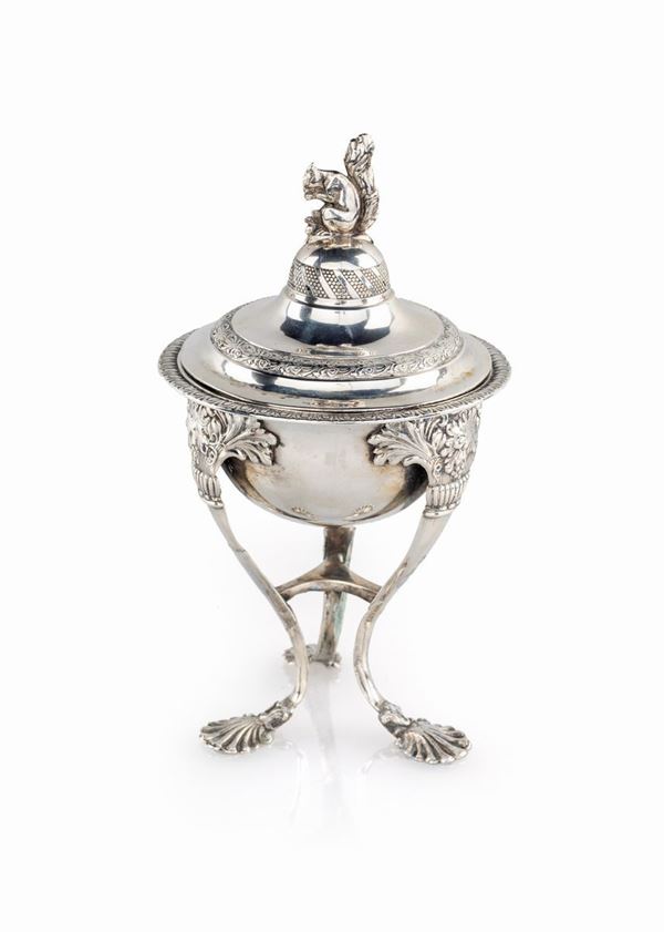 Zuccheriera in argento, Milano 1840 ca., argentiere Francesco Liverti (1812 - 1872)