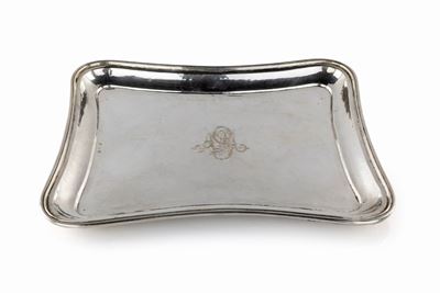 Vassoio in Argento, Milano 1850 Ca., Argentiere Emanuele Caber
