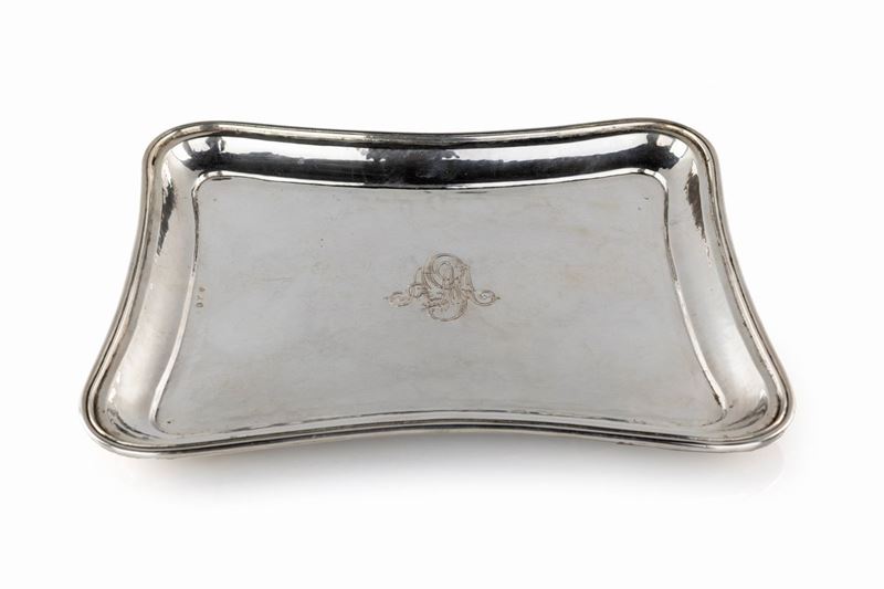 Vassoio in Argento, Milano 1850 Ca., Argentiere Emanuele Caber