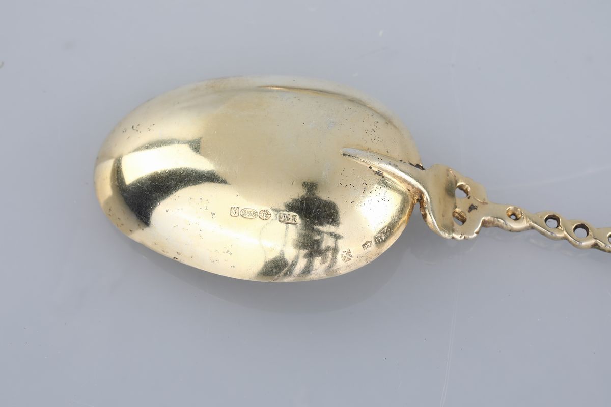 Coppia Cucchiai in Argento Dorato 925/1000, Inghilterra/germania, XX Secolo, Argentiere b.M.