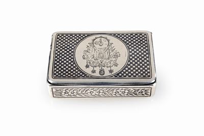 Tabacchiera in Argento Niellato, Probabilmente Russia, 1878