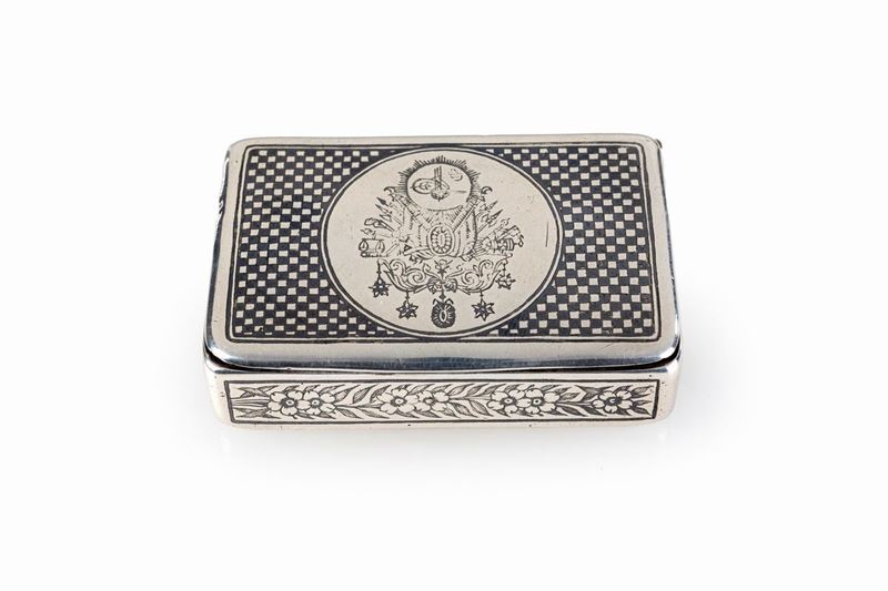 Tabacchiera in Argento Niellato, Probabilmente Russia, 1878