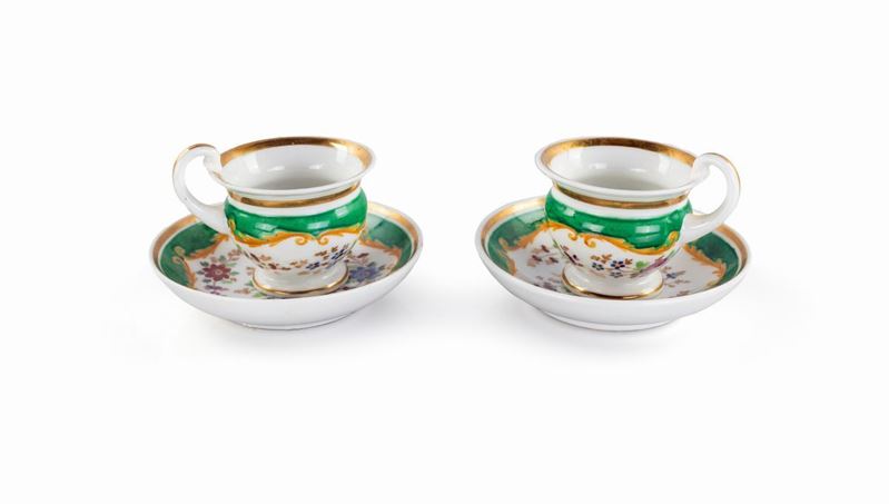 Coppia di Tazzine da Caffè in Porcellana, Inizio XX Secolo