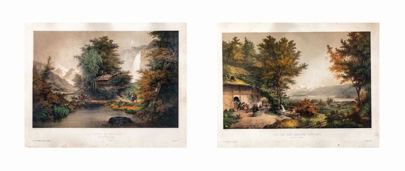 Coppia di Litografie Colorate, Jean Pierre Thénot (1803 - 1857)