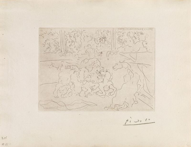 Pablo Picasso - Taureau Et Chevaux Dans L'arène