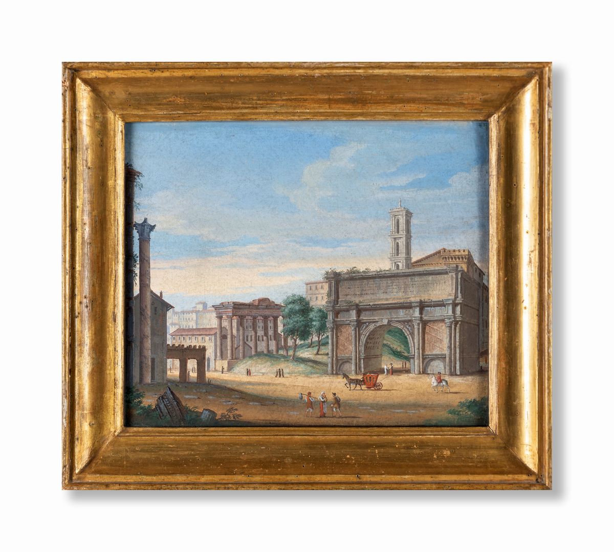 Pittore della Fine del XIX Secolo - A) Veduta del Tevere con la Basilica di San Giovanni dei Fior...