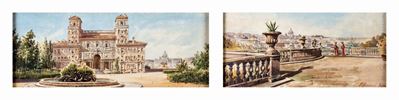A) i Giardini di Villa Medici B) Scorcio della Terrazza del Pincio