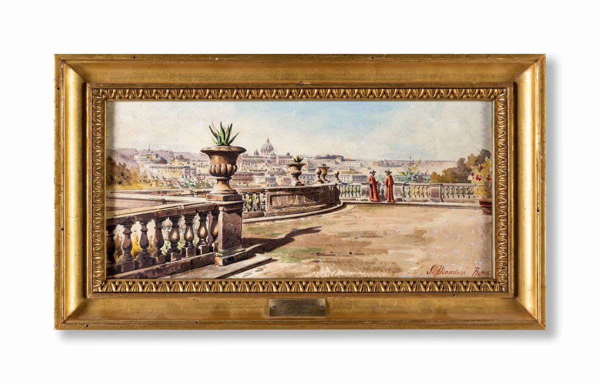 Stefano Donadoni - A) i Giardini di Villa Medici B) Scorcio della Terrazza del Pincio