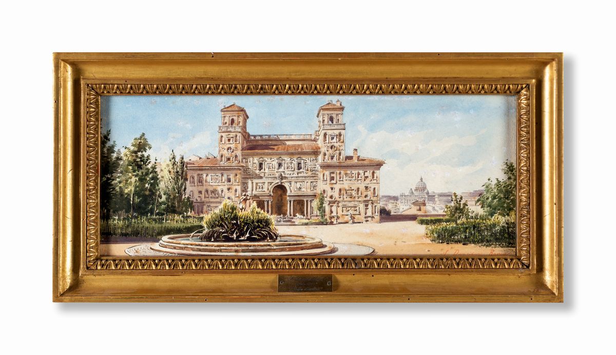 Stefano Donadoni - A) i Giardini di Villa Medici B) Scorcio della Terrazza del Pincio
