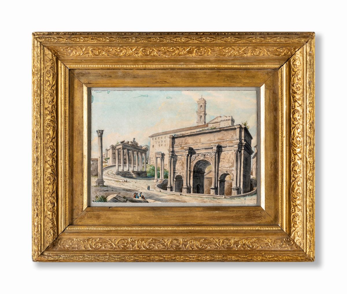 Pittore della Prima Metà del XIX Secolo - L'arco di Settimio Severo al Foro Romano