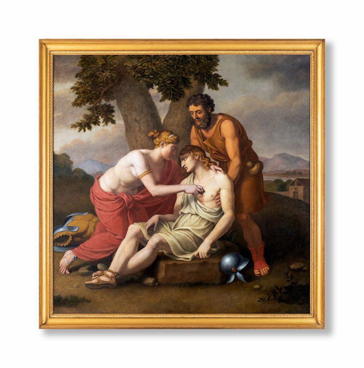 Pittore Neoclassico - Angelica Cura Medoro Ferito