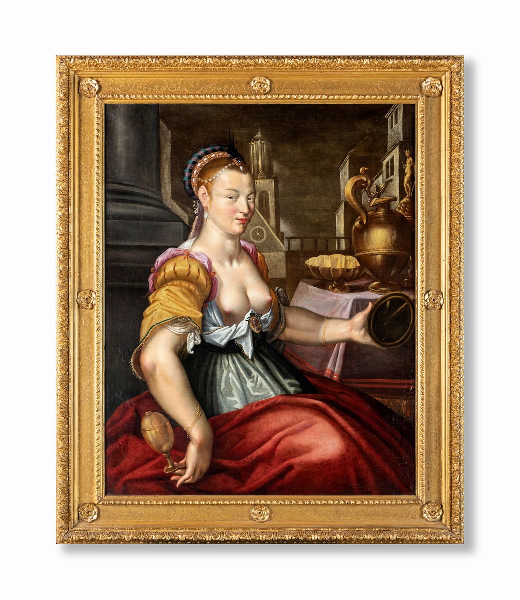 Scuola Fiamminga del XVII Secolo - Ritratto di Cortigiana
