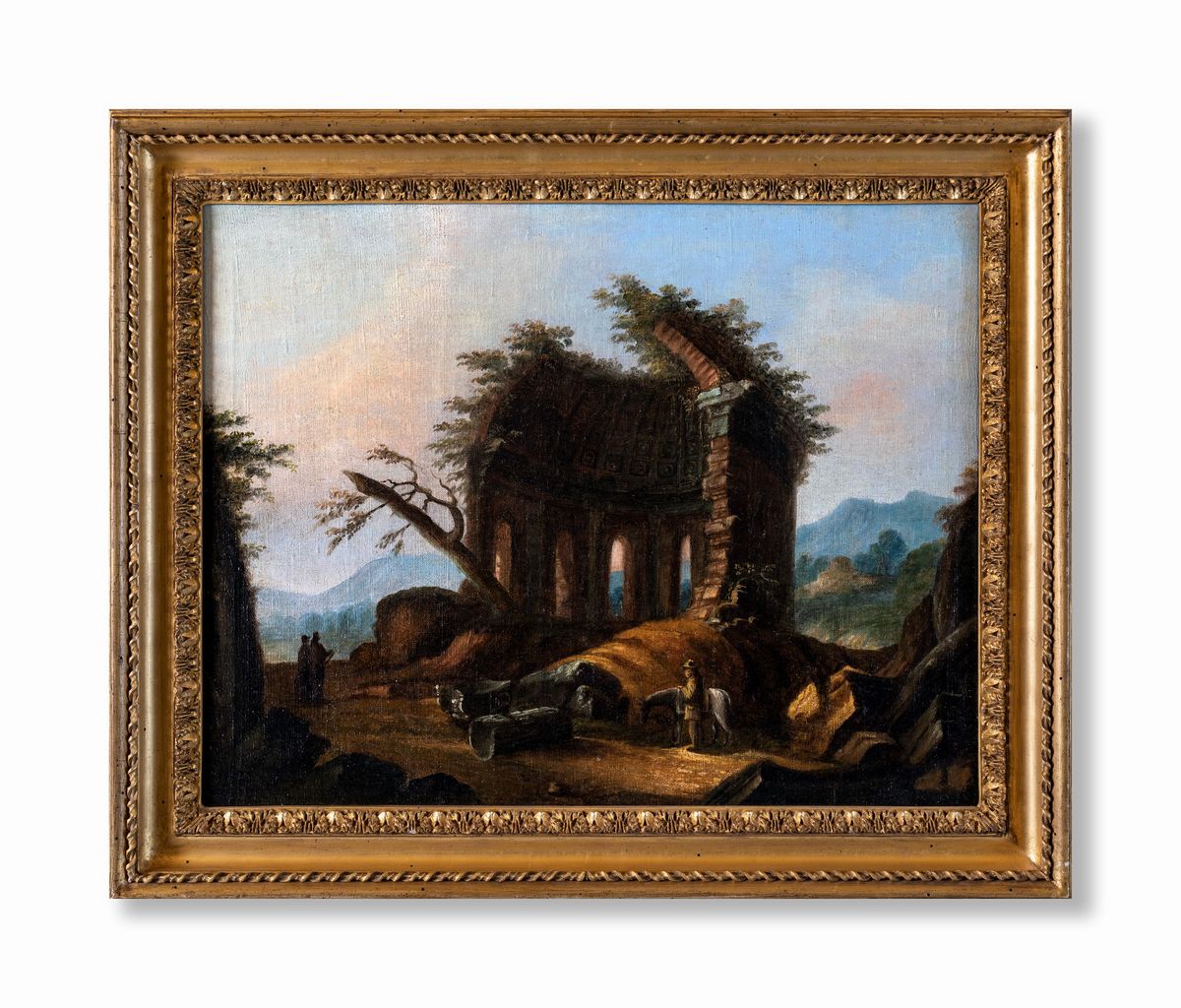 Pittore del XIX Secolo - Paesaggio con i Resti del Tempio di Minerva Medica