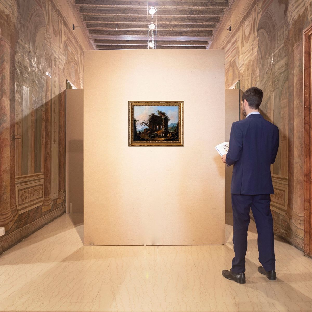 Pittore del XIX Secolo - Paesaggio con i Resti del Tempio di Minerva Medica