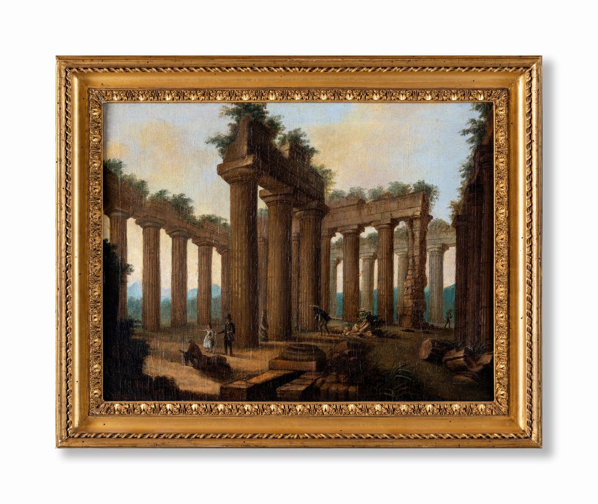 Pittore degli Inizi del XIX Secolo - Interno del Tempio di Nettuno a Paestum