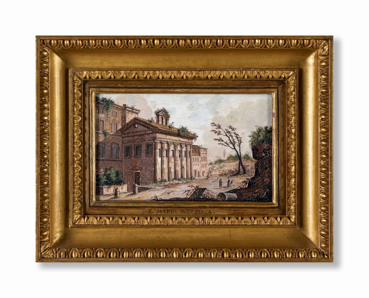 Pittore della Fine del XVIII Secolo - A) Palazzo Mattei di Giove Nell'omonima Piazza con la Fonta...