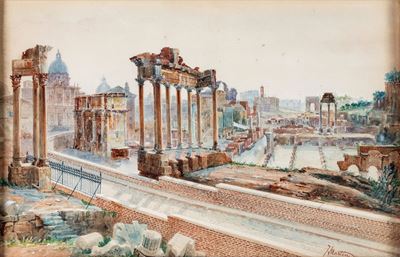 Veduta Generale del Foro Romano Col Tempio della Concordia
